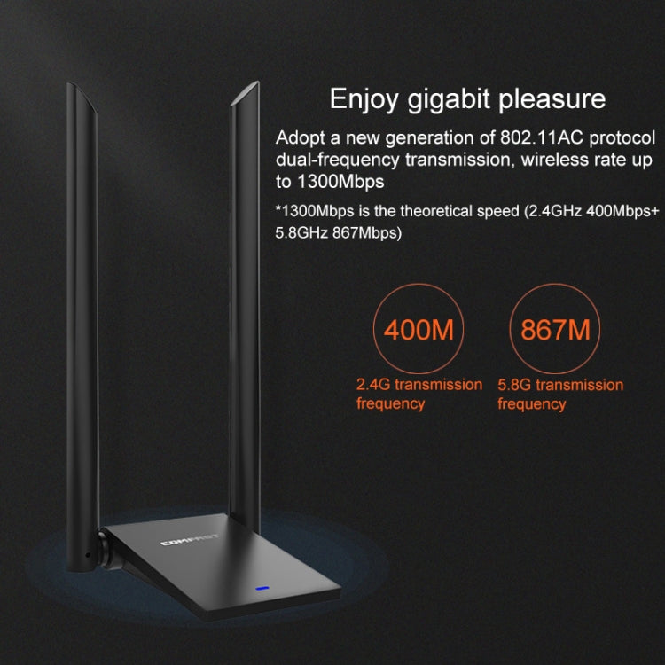 COMFAST CF-WU782ACV2 1300Mbps Dual-band Wifi USB Network Adapter with 2 Antennas, CF-WU782ACV2 COMFAST CF-WU782ACV2 1300Mbps Dual-band Wifi USB Network Adapter with 2 Antennas, CF-WU782ACV2